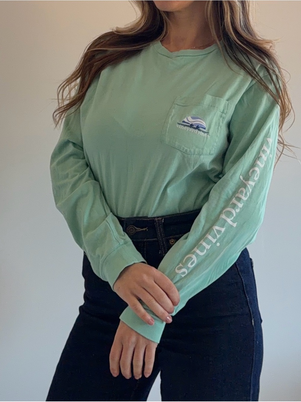 Vineyard Vines Mint Long Sleeve Tee Small Coastal Girl Aesthetic Y2K Preppy